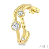 1/4 Ctw Bezel Set Round Cut Diamond Fashion Half Hoop Earrings in 14K Yellow Gold