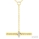 1/20 Ctw Round Cut Diamond  T-Bar Fashion Rope Necklace in 10K Yellow Gold
