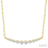 1/6 Ctw Curved Bar Round Cut Diamond Fashion Necklace in 10K Yellow Gold