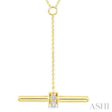 1/10 Ctw Round Cut Diamond T-Bar Fashion Necklace in 10K Yellow Gold