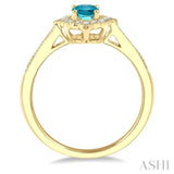 6x4 MM Oval Shape Aquamarine and 1/5 Ctw Round Cut Diamond Semi-Precious Ring in 10K Yellow Gold