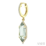 16X6 MM Evoque Gemstones Hexagon Shape Green Amethyst and 3/8 Ctw Round Cut Diamond Semi-Precious Earrings in 14K Yellow Gold