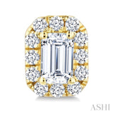1/4 Ctw Octagon and Round Cut Diamond Fashion Halo Stud Earrings in 14K Yellow Gold
