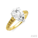 1/10 Ctw Pear Shape Round Cut Diamond Akari Wheat Shank Semi-Mount Engagement Ring in 14K Yellow and White Gold
