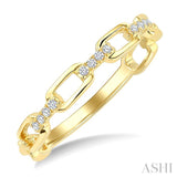 1/20 Ctw Oval Shaped Open Window Links Round Cut Diamond Stackable Fashion Band in 14K Yellow Gold