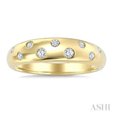 1/6 Ctw Round Cut Diamond Flush Set Mosaic Dome Bold Band in 10K Yellow Gold