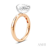 1/3 Ctw Akari Pear Shape Baguette and Round Cut Diamond Semi Mount Engagement Ring in 14K Rose and White Gold
