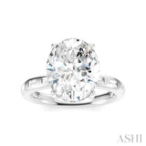1/3 Ctw Oval Shape Baguette and Round Cut Diamond Semi-Mount Engagement Ring in 14K White Gold