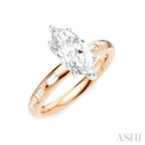 1/4 Ctw Marquise Shape Baguette and Round Cut Diamond Semi-Mount Engagement Ring in 14K Rose and White Gold