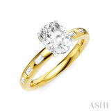 1/4 Ctw Oval Shape Baguette and Round Cut Diamond Semi-Mount Engagement Ring in 14K Yellow and White Gold