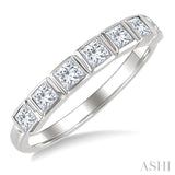 3/4 Ctw East-West Set Princess Cut Bezel Diamond Stackable Fashion Band in 14K White Gold