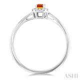 5x3 MM Octagonal Shape Citrine and 1/20 Ctw Round Cut Diamond Halo Semi-Precious Ring in 10K White Gold