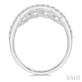 3/8 Ctw Stepped Lattice Arch Round Cut Diamond Wedding Band in 14K White Gold