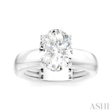 1/20 Ctw Oval Shape Round Cut Diamond Semi-Mount Engagement Ring in 14K White Gold