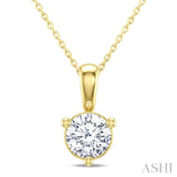 3/4 Ctw Round Cut Diamond Martini Solitaire Pendant With Chain in 14K Yellow Gold