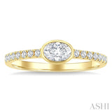 1/2 Ctw Luna Bezel East-West Oval Cut and Round Cut Diamond Ring in 14K Yellow Gold