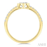 1/2 Ctw Luna Bezel East-West Oval Cut and Round Cut Diamond Ring in 14K Yellow Gold