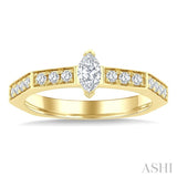 3/8 Ctw Hexagon Shank Marquise and Round Cut Diamond Fashion Ring in 14K Yellow Gold