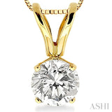 Round Cut Diamond Solitaire Pendant in 14K Yellow Gold with chain