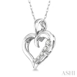 1/10 Ctw Round Cut Diamond Heart Shape Journey Pendant in 10K White Gold with Chain