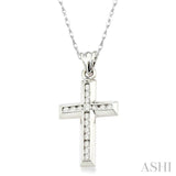 1/4 ctw Round Cut Diamond Cross Pendant in 10K White Gold with Chain