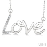 1/50 Ctw Round Cut Diamond Love Pendant with Chain in Sterling Silver