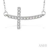 1/5 ctw Round Cut Diamond Cross Pendant in 10K White Gold with Chain