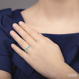 1/5 Ctw Channel Set Round Cut Diamond and 2.5 MM Round Cut Emerald Band in 14K White Gold