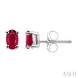 5x3 MM Oval Cut Ruby Stud Earrings in 14K White Gold