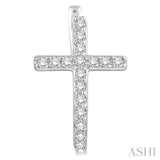 1/4 Ctw Round Cut Diamond Cross Earrings in 10K White Gold