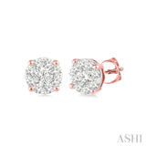 1/6 ctw Lovebright Round Cut Diamond Stud Earrings in 14K Rose Gold