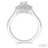 1/2 Ctw Double Halo Diamond Semi-Mount Engagement Ring in 14K White Gold