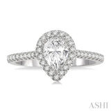 3/8 Ctw Pear Shape Diamond Ladies Engagement Ring with 1/4 Ct Pear Cut Center Stone in 14K White Gold