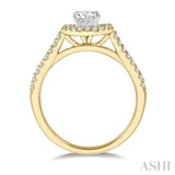 3/8 Ctw Diamond Ladies Engagement Ring with 1/4 Ct Round Cut Center Stone in 14K Yellow and White Gold