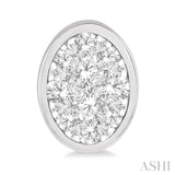 1/2 Ctw Oval Shape Lovebright Round Cut Diamond Bezel Stud Earrings in 14K White Gold