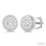 1/3 Ctw Lovebright Round Cut Diamond Bezel Stud Earring in 14K White Gold