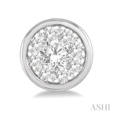 1/3 Ctw Lovebright Round Cut Diamond Bezel Stud Earring in 14K White Gold