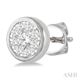 1/3 Ctw Lovebright Round Cut Diamond Bezel Stud Earring in 14K White Gold