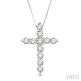 1/2 Ctw Round Cut Diamond Cross Pendant in 14K White Gold with Chain