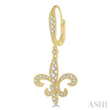 1/2 ctw Fleur De Lis Motif Round Cut Diamond Earring in 14K Yellow Gold