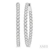 3 ctw Inside-Out Round Cut Diamond Oval Shape Hoop Earrings in 14K White Gold