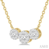 1/3 ctw 3-Stone Lovebright Round Cut Diamond Necklace in 14K Yellow and White Gold