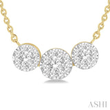 1/3 ctw 3-Stone Lovebright Round Cut Diamond Necklace in 14K Yellow and White Gold
