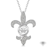 1/10 Ctw Round Cut Diamond Fleur De Lis Emotion Pendant in Sterling Silver with Chain