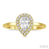 1/3 Ctw Round Cut Diamond Halo Engagement Ring With 1/4 ct Pear Cut Center Stone in 14K Yellow and White Gold