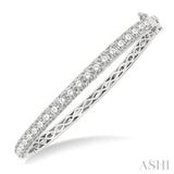 4 Ctw Round Cut Diamond Bangle in 14K White Gold