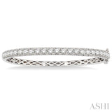 4 Ctw Round Cut Diamond Bangle in 14K White Gold