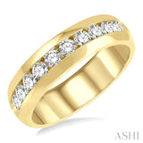 1 ctw Niched Center Round Cut Diamond Men's Wedding Band in 14K Yellow Gold