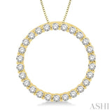 3/4 ctw Circle of Love Round Cut Diamond Pendant With Chain in 14K Yellow Gold