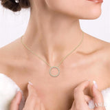 3/4 ctw Circle of Love Round Cut Diamond Pendant With Chain in 14K Yellow Gold